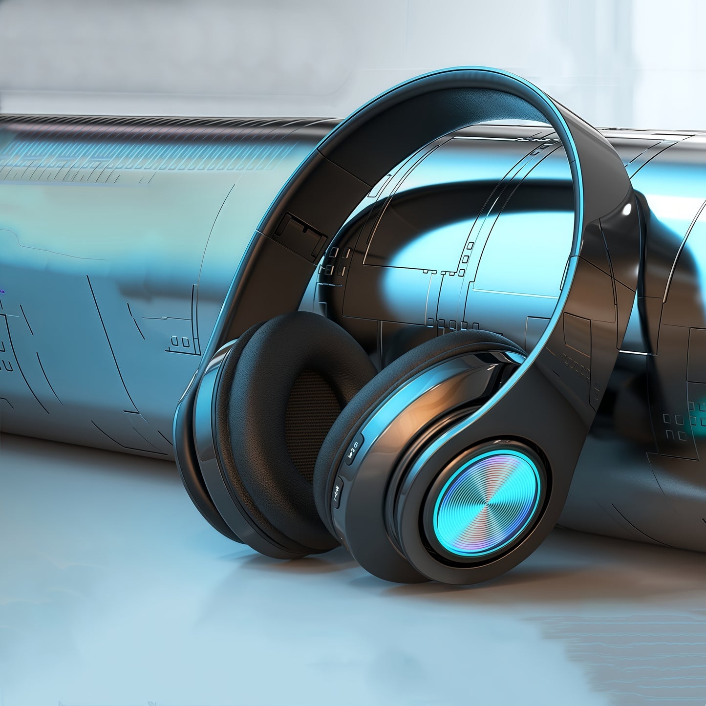 Wireless Headphones, 2025 NEW Headset Subwoofer 5.3 Mobile Computer Game Music Sports Over Ear Earphones, Headphones Wtih LED Light, Portable Folding Headphone Active Noise Canceling Headphones, Wireless Headphones with Deep