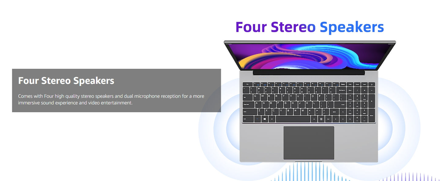 Laptop 16 Inch, 16GB DDR5 512GB SSD, Quad Core N100 CPU, FHD IPS 1200P Display, Notebook Computers with Cooling System, 38WH Battery, 2.4G+5G WiFi.