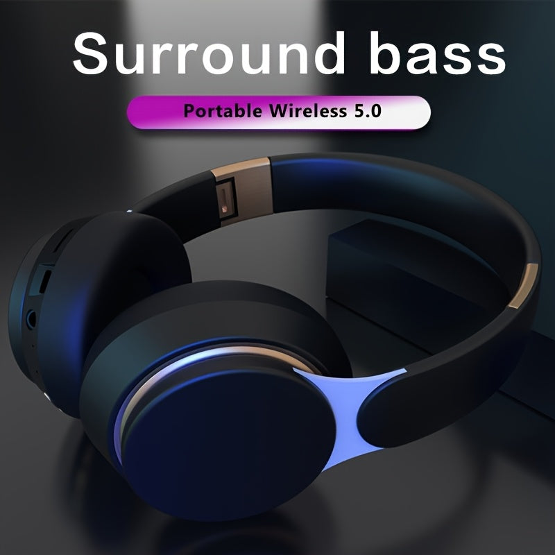 Wireless Headphones, Portable Over Ear Headphones, Foldable Headphones With Mic, FM Radio, 3.5MM AUX Cable, Soft-Earpads, Support TF Card Play For Travel Home Office Cellphone PC