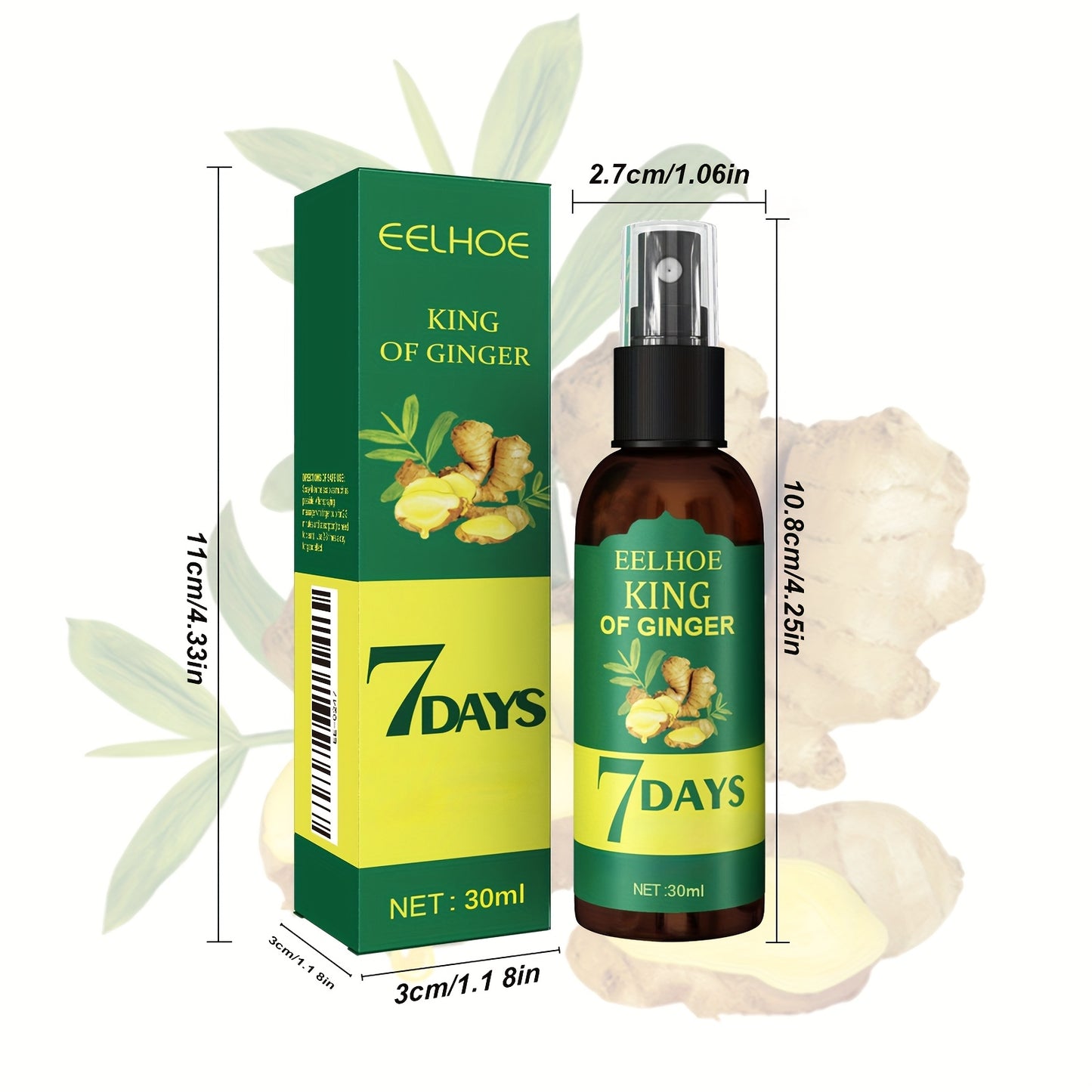 2pcs 7 Days Ginger Hair Spray, Ginger Hair Oil & Biotin Hair Serum - Specially Designed For Men & Women With Thin & Dry Damaged Hair - Essential Oil Hair Care Liquid.