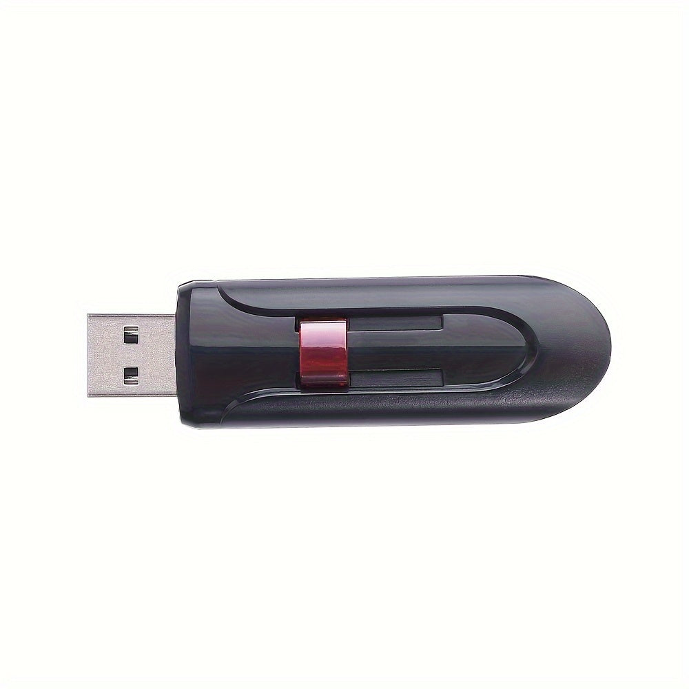64GB Retractable USB Flash Drive - Durable Black Pen Drive with Red Slide, High-Speed Memory Stick for Business Gifts, Portable & Reliable Mini U Disk for Windows & MacOS