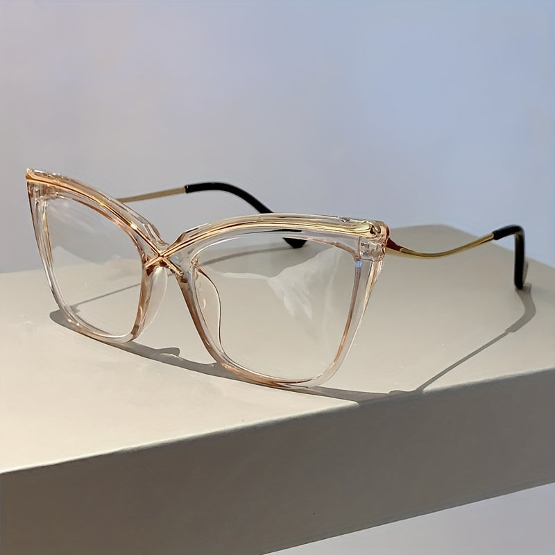 Fashionable Large Cat Eye Clear Lens Glasses for Women - Perfect for Computer Use and Decorative Purposes