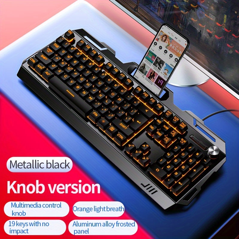 YINDIAO V2 Computer Wired Keyboard E-sports Gaming Typing Office Universal USB Plug-in Hair Light Keyboard Available For Windows System