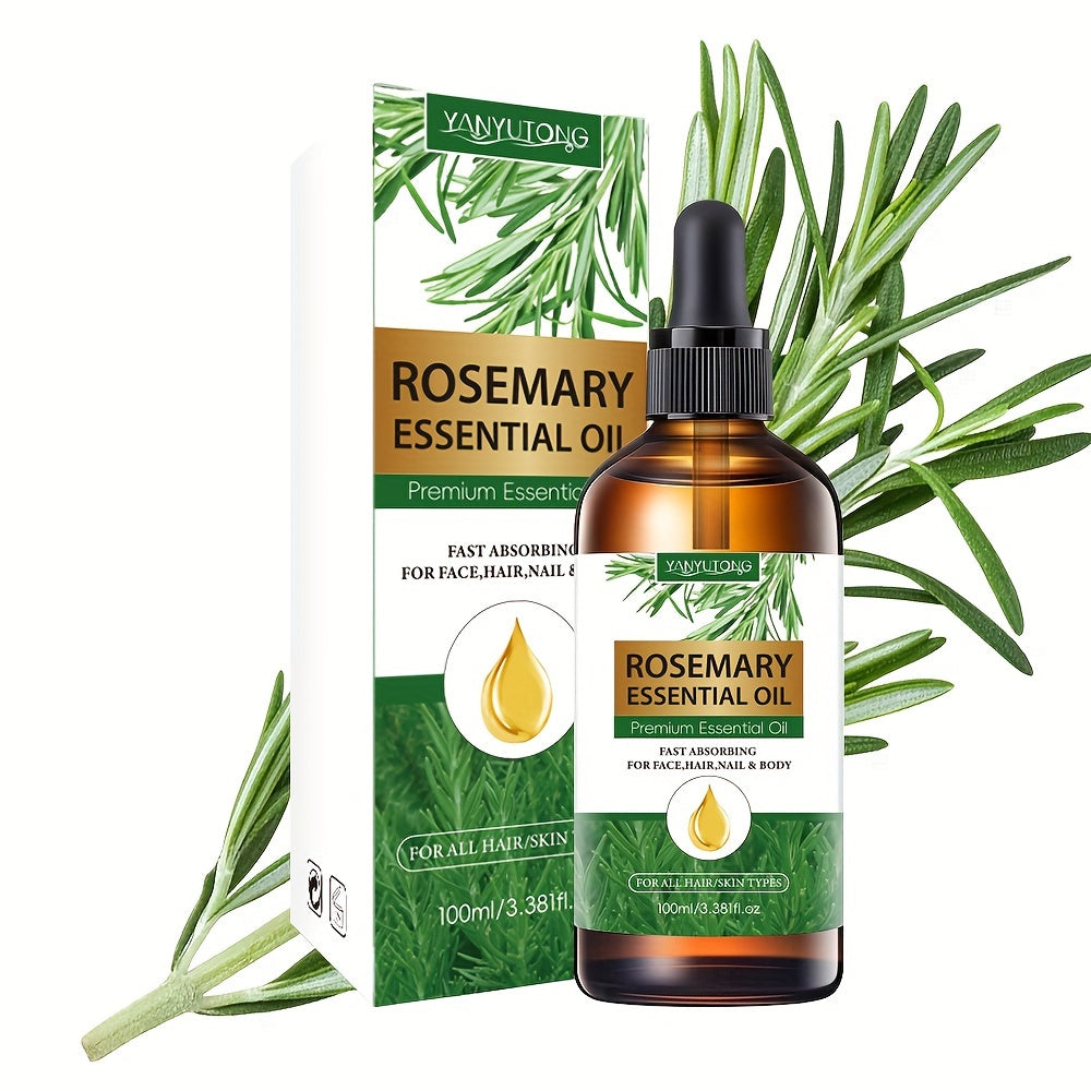 2pcs 3.38oz Rosemary Essential Oil, Rosemary Hair Care Products, Suitable for Autumn And Winter Moisturizing Hair Scalp Strengthening Oil, Used for Split End Care, Eyebrows And Eyelashes, Face, Skin Care, Body, Long-Lasting F