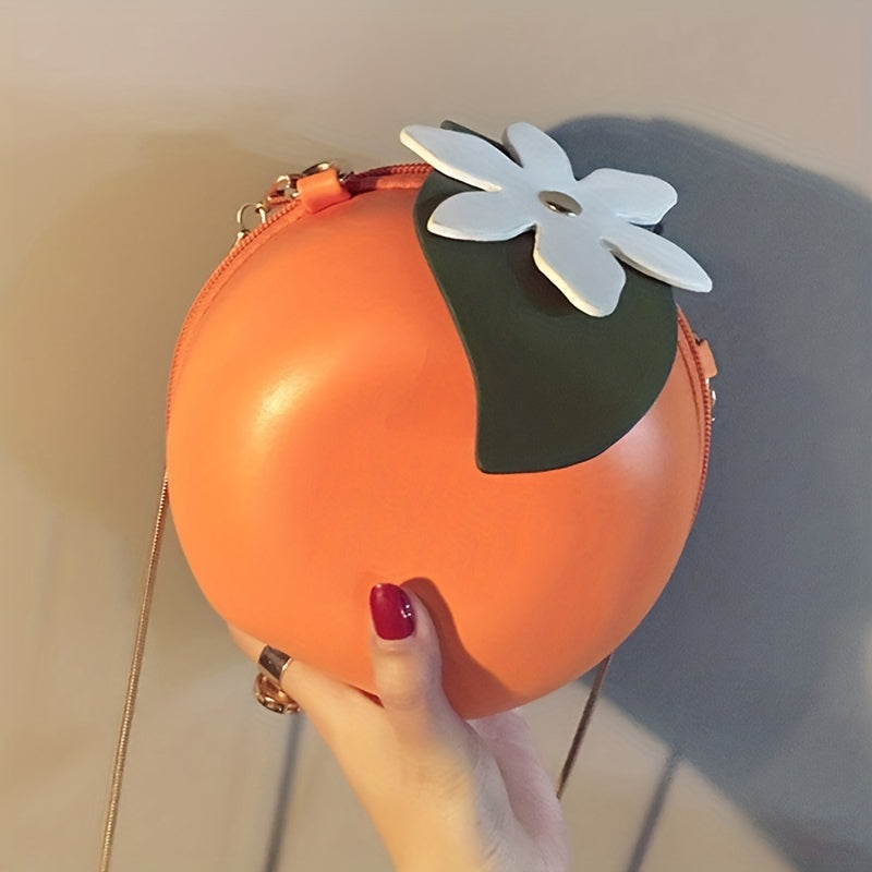Adorable Orange Fruit Shape Crossbody Bag - Quirky PU Leather Chain Shoulder Bag with Adjustable Strap, Small Purse and Handbag for Women, Perfect for Casual Daily Use, Travel, and Outdoor Activities