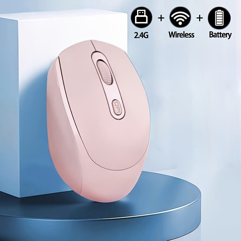 Congdi 2.4G Wireless Mouse - Ergonomic, Silent, Plug & Play for Laptops, PCs, Macs - Optical, Battery-Powered in Light Blue, Pink, Black