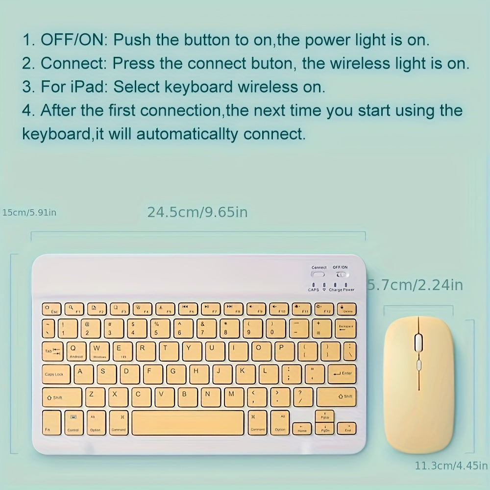 Ultra-Slim Portable BT Keyboard - Wireless Keyboard And Mouse Set, Suitable For IPad, Tablet, Laptop, Office Computer