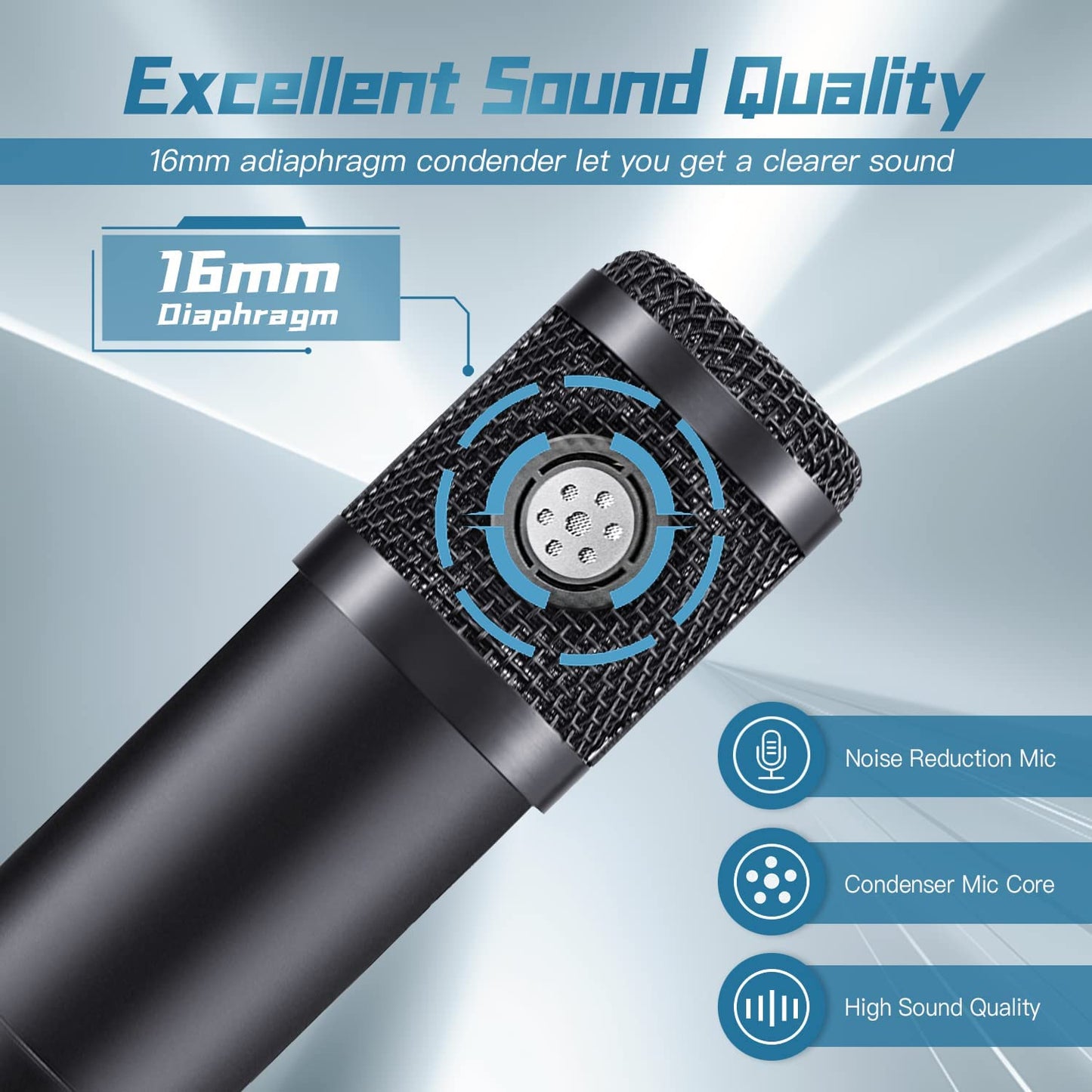 192kHz/24Bit Professional USB Microphone, Plug & Play PC Computer Condenser Cardioid Mic Kit with Sound Advanced Chipset for Streaming, Podcast, Studio Recording and Games