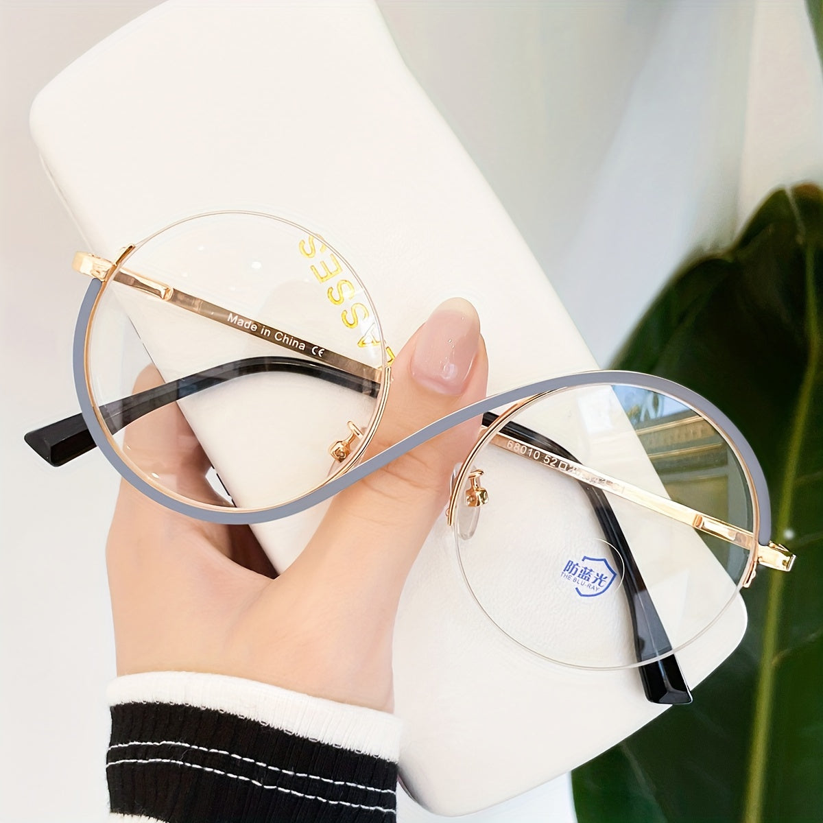 Blue Light Blocking Glasses Large Round Metal Frame Clear Lens Computer Glasses Optical Spectacles For Women Men