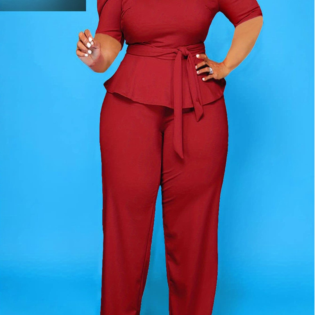 Plus Size 2pcs Outfits for Women Blazer Top Long Sleeve Long Pants Sets Formal Evening Ruffles Slim Fit Blazer Top And Long Pants Set Casual Elegant Business Suit with Belt