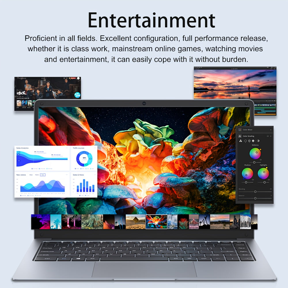 Intel Celeron 14-Inch Full HD Business Laptop, Lightweight and Portable, 6GB LPDDR4 RAM, 192GB SSD, Apollo Lake N3350, Perfect Christmas Gift for Family and Friends
