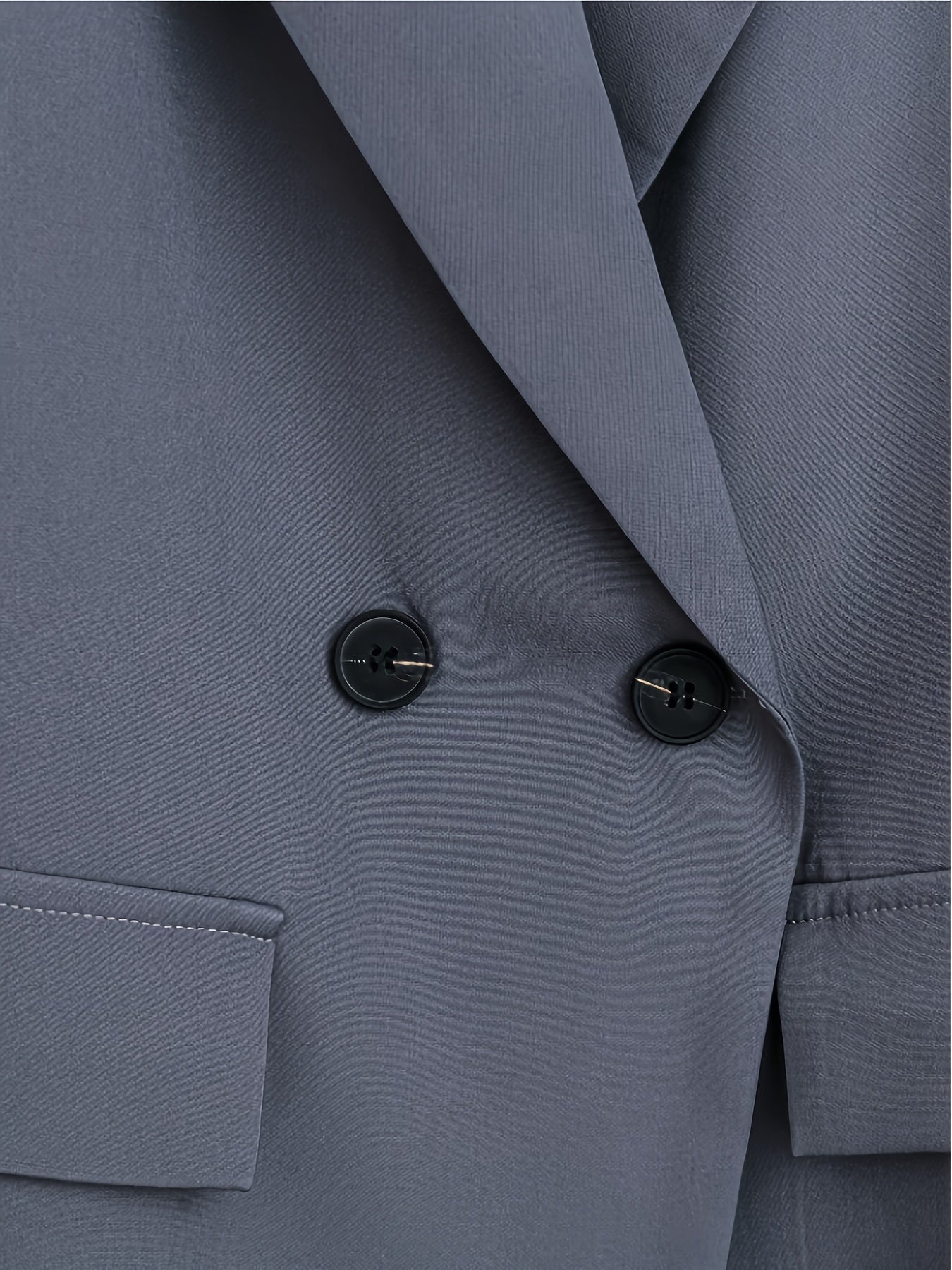 Women's Elegant Solid Color Double-Breasted Suit Jacket with Mesh Pleated Skirt Set, Spring/Summer Belt Not Included