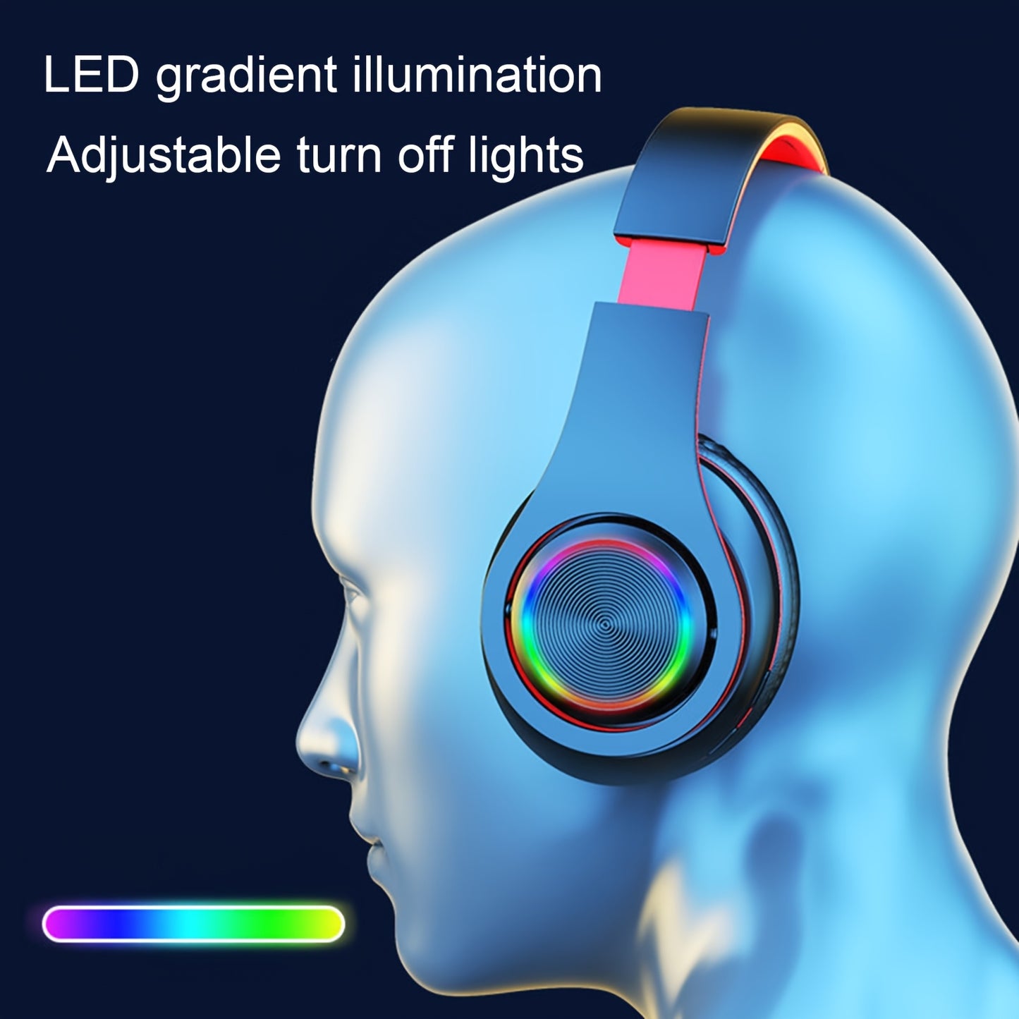Wireless Headphones, 2025 NEW Headset Subwoofer 5.3 Mobile Computer Game Music Sports Over Ear Earphones, Headphones Wtih LED Light, Portable Folding Headphone Active Noise Canceling Headphones, Wireless Headphones with Deep
