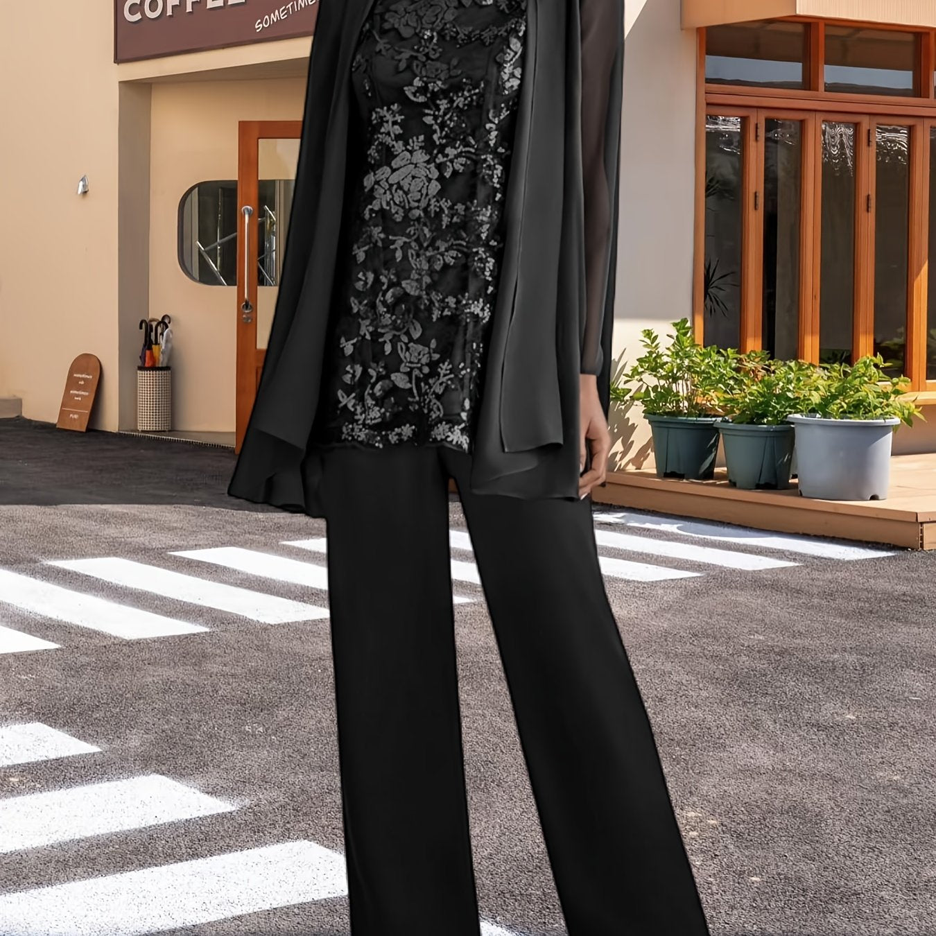Women'S 3pcs Lace Pants Suits Mother Of Bride Dressy Elegant Sets Wedding Formal Outfit