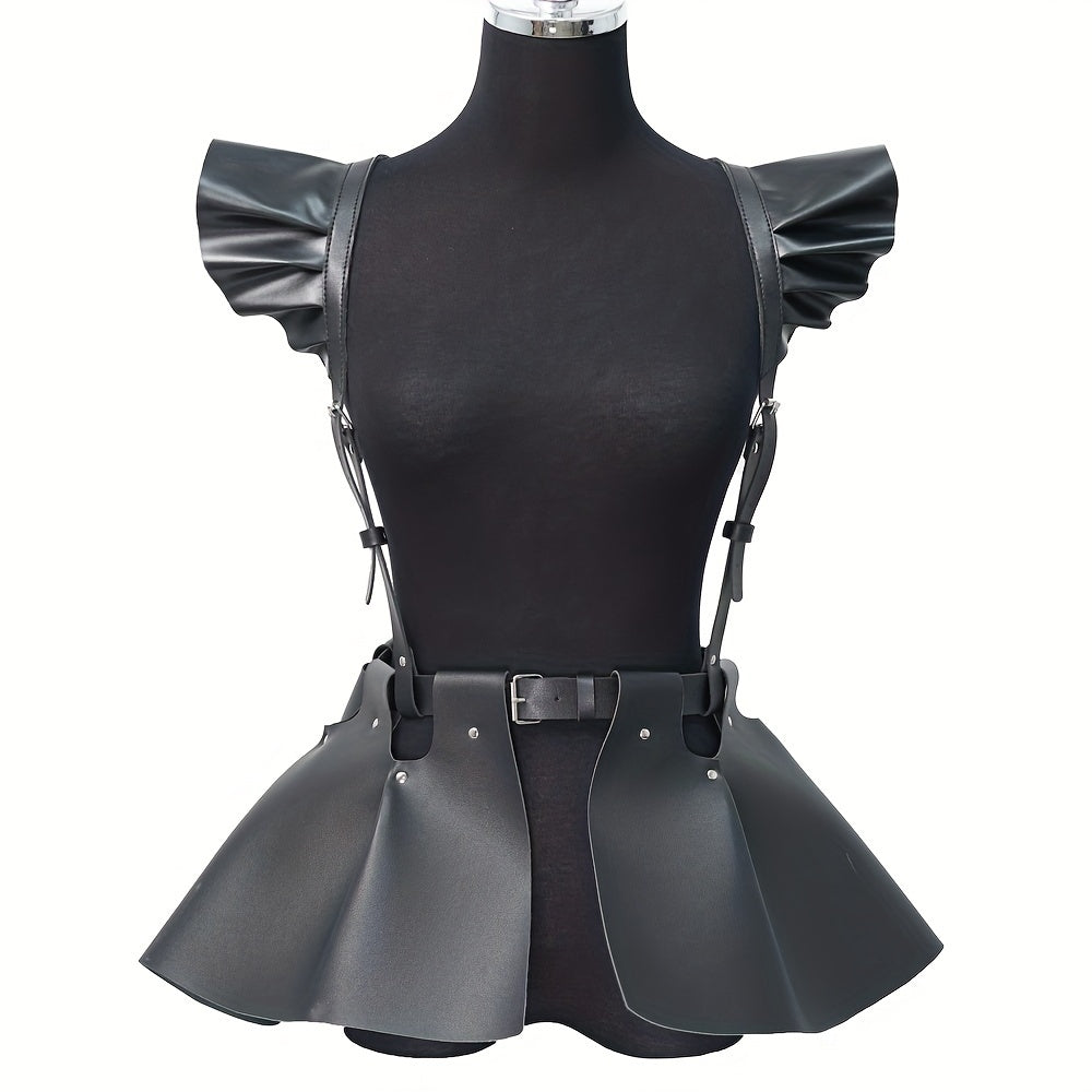 Vintage PU Leather A-Line Skirts - Ladies Ruffle Mini Skirts for Club & Party - Spring Summer Holiday Dressing Fashion