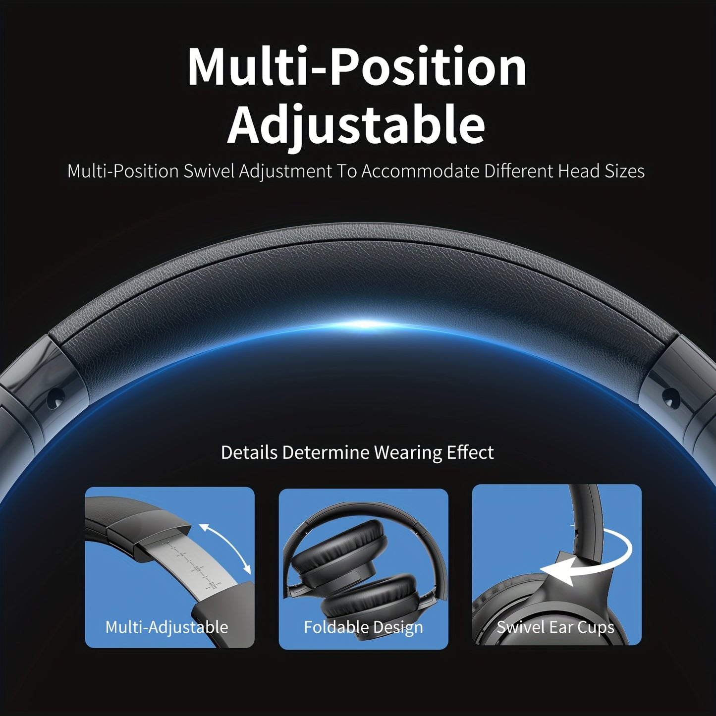Over-Ear Headphones With Microphone, Lightweight Foldable & Portable Stereo Bass Headphones, Hands-Free Calling, Ideal For Gaming & PC & Mobile Phones Use, Gaming Headphones | Noise Isolating Headphones | Foldable Headphones
