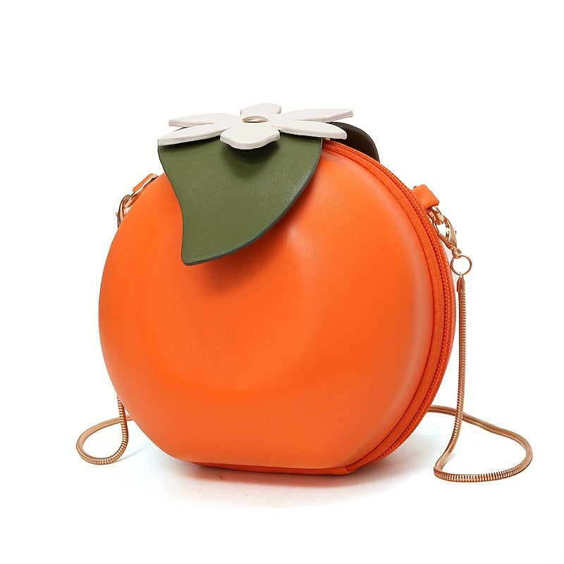 Adorable Orange Fruit Shape Crossbody Bag - Quirky PU Leather Chain Shoulder Bag with Adjustable Strap, Small Purse and Handbag for Women, Perfect for Casual Daily Use, Travel, and Outdoor Activities