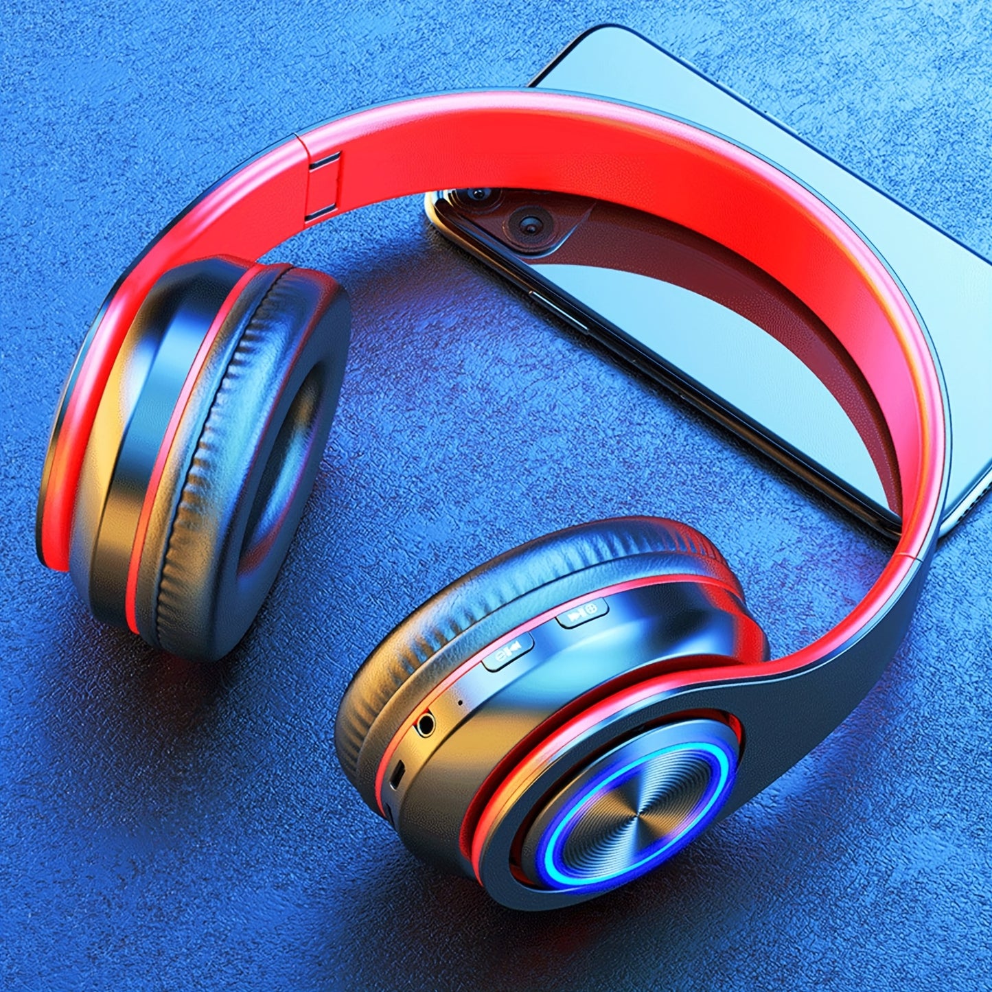 Wireless Headphones, 2025 NEW Headset Subwoofer 5.3 Mobile Computer Game Music Sports Over Ear Earphones, Headphones Wtih LED Light, Portable Folding Headphone Active Noise Canceling Headphones, Wireless Headphones with Deep