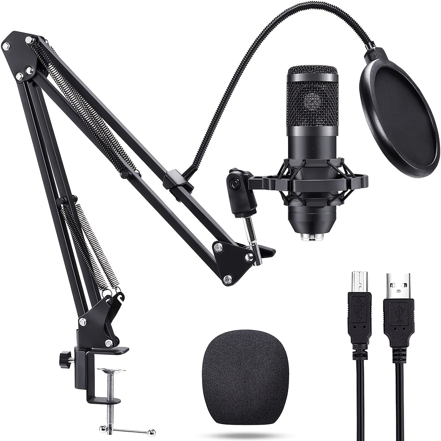 192kHz/24Bit Professional USB Microphone, Plug & Play PC Computer Condenser Cardioid Mic Kit with Sound Advanced Chipset for Streaming, Podcast, Studio Recording and Games
