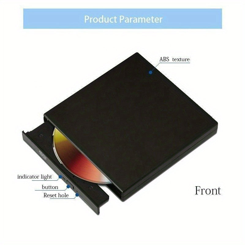 External CD DVD Drive, USB 2.0 Slim Protable External CD-RW Drive DVD-RW Burner Writer Player For Laptop Notebook PC Desktop Computer