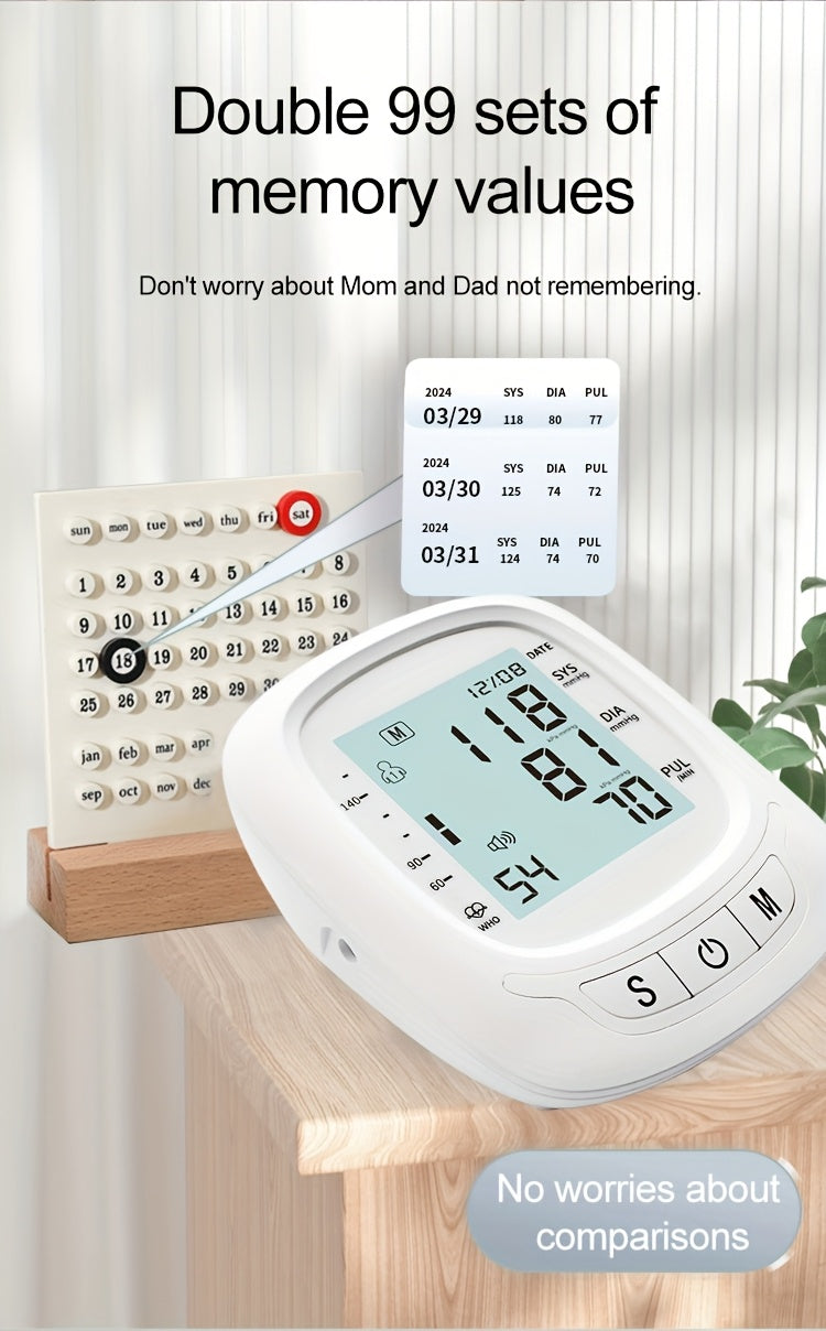 Blood Pressure Machine For Adults, Fully Automatic Blood Pressure Meter, Digital LCD Display, Simple Operation, Cuffs Can Be Adjusted, Suitable For Family High And Low Blood Pressure, Arrhythmia Test, Elderly Health Guards.Ba