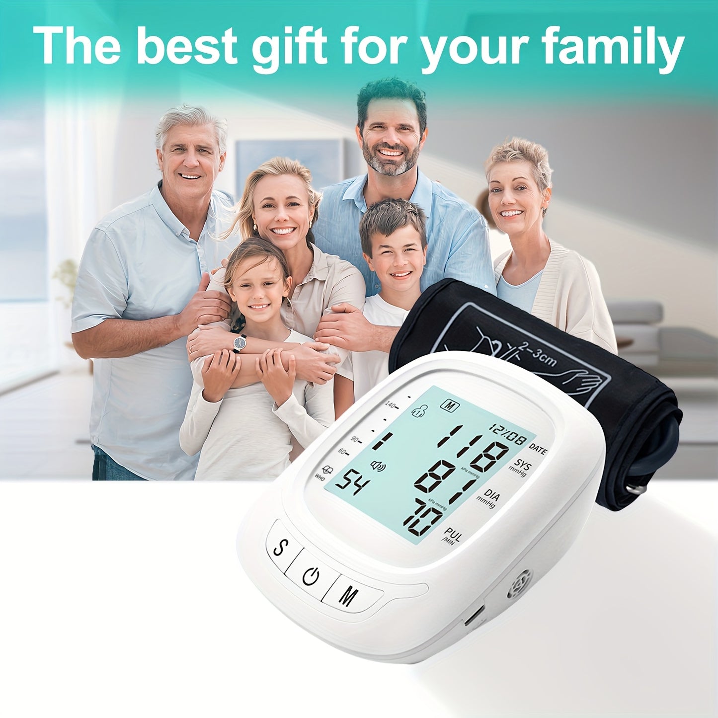 Blood Pressure Machine For Adults, Fully Automatic Blood Pressure Meter, Digital LCD Display, Simple Operation, Cuffs Can Be Adjusted, Suitable For Family High And Low Blood Pressure, Arrhythmia Test, Elderly Health Guards.Ba