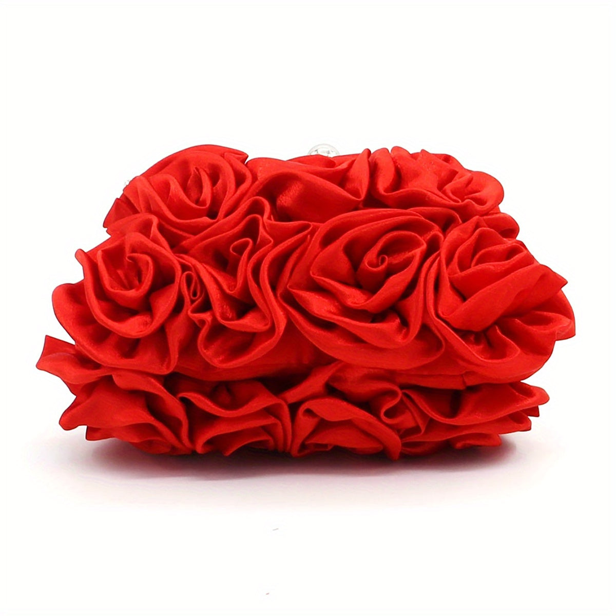 Elegant Floral Fabric Clutch with Kiss Lock Closure, Polyester Lined Evening Handbag for Women - Perfect for Weddings, Parties & Formal Events, Wedding Purse | Floral Embellished Purse | Soft Pink Roses Design