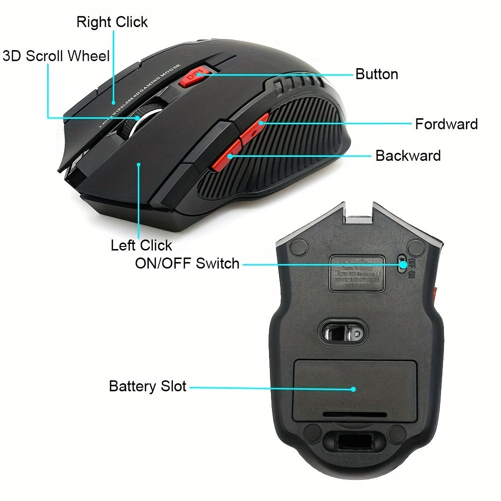Compact Mini 2.4GHz Wireless Gaming Mouse - Precise Laser Optical Technology, Ergonomic Design, Plug-and-Play USB Receiver, Compatible with Computer, PC, Laptop - Ideal for Gamers and Everyday Users