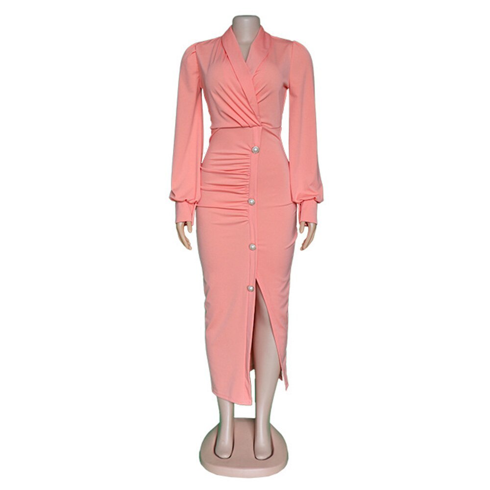 African Cute Woman Long-sleeved Dress Office Dresses