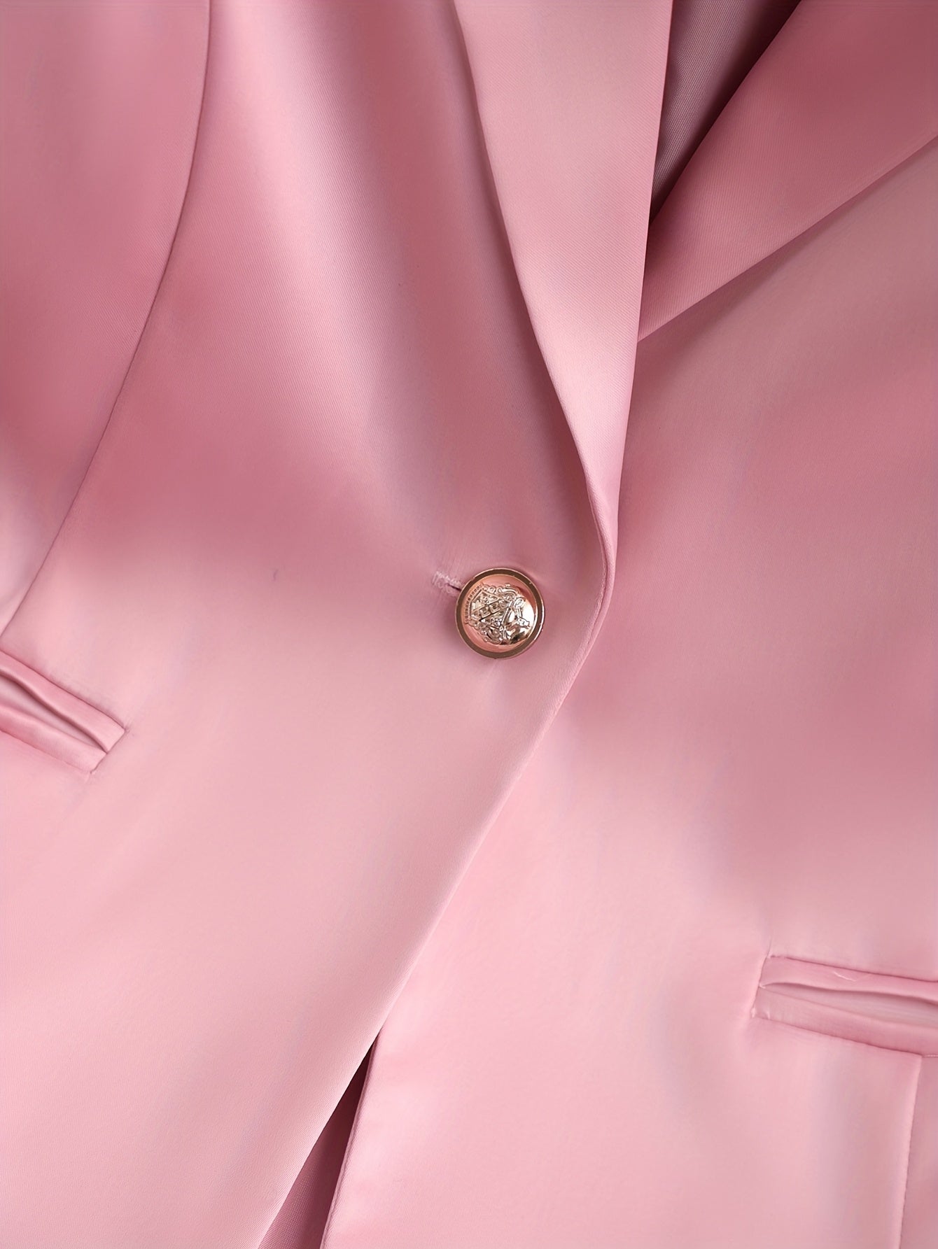 Elegant Women'S Pink Polyester Blazer - Solid Color, Regular Fit with Single-Breasted Button Detail, Versatile All-Season Jacket for Formal or Casual Attire, Allseason Jacket|Sophisticated Suit|Polyester Jacket, Ladies Blazer