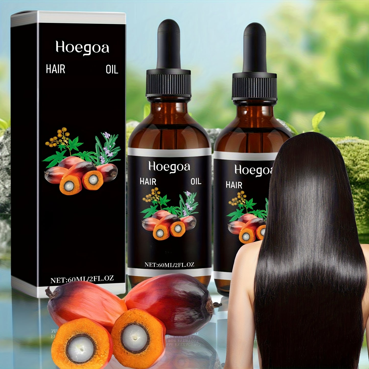 2pcs Batana Hair Care Essential Oil, Batana Oil, Suitable for All Hair Types, Gently Moisturizes, Makes Hair Look Shiny, 2.03oz