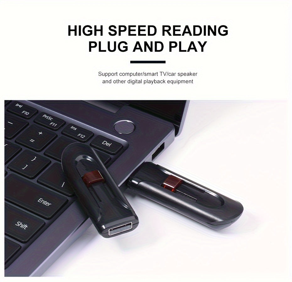 64GB Retractable USB Flash Drive - Durable Black Pen Drive with Red Slide, High-Speed Memory Stick for Business Gifts, Portable & Reliable Mini U Disk for Windows & MacOS