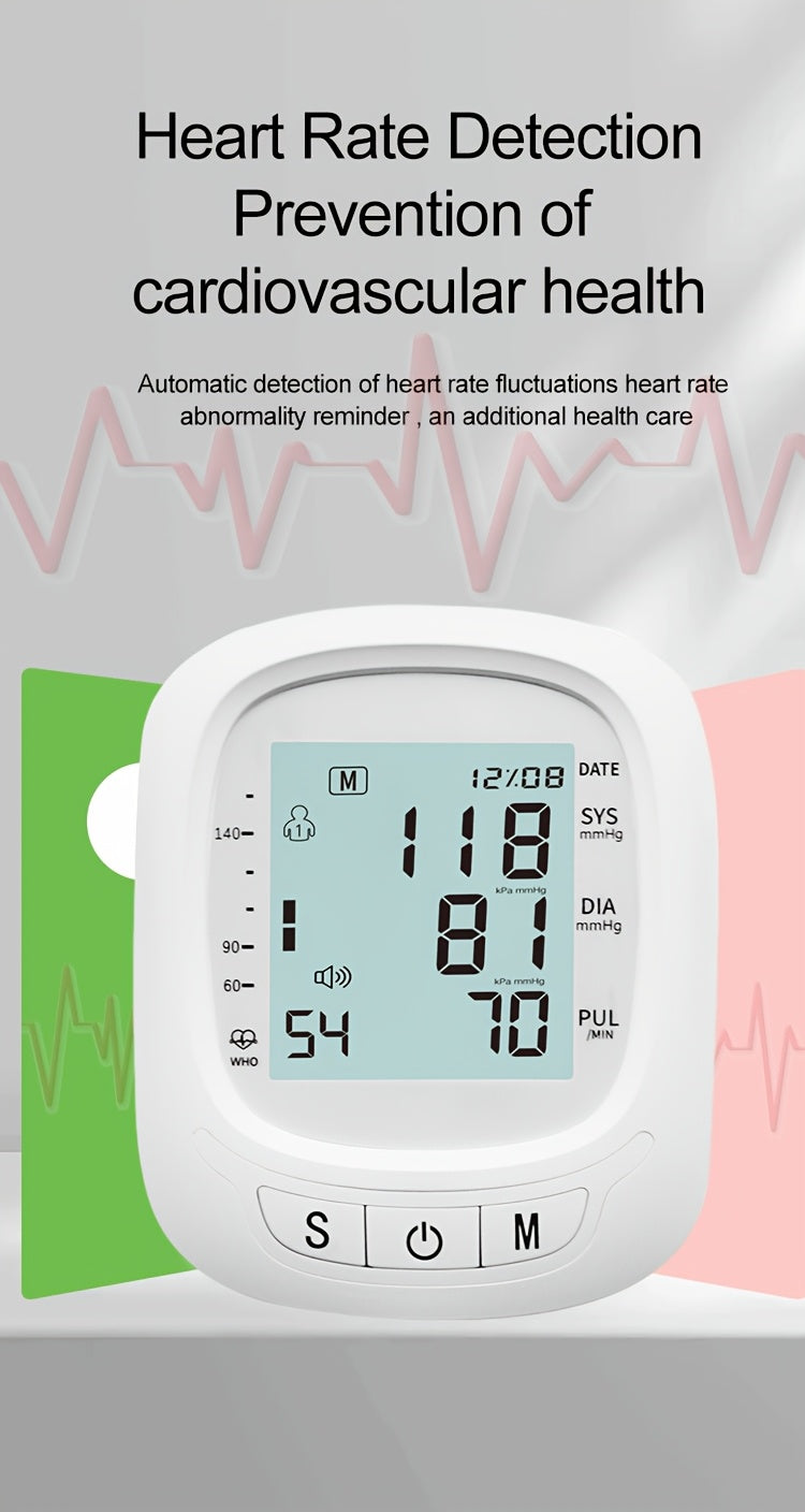 Blood Pressure Machine For Adults, Fully Automatic Blood Pressure Meter, Digital LCD Display, Simple Operation, Cuffs Can Be Adjusted, Suitable For Family High And Low Blood Pressure, Arrhythmia Test, Elderly Health Guards.Ba