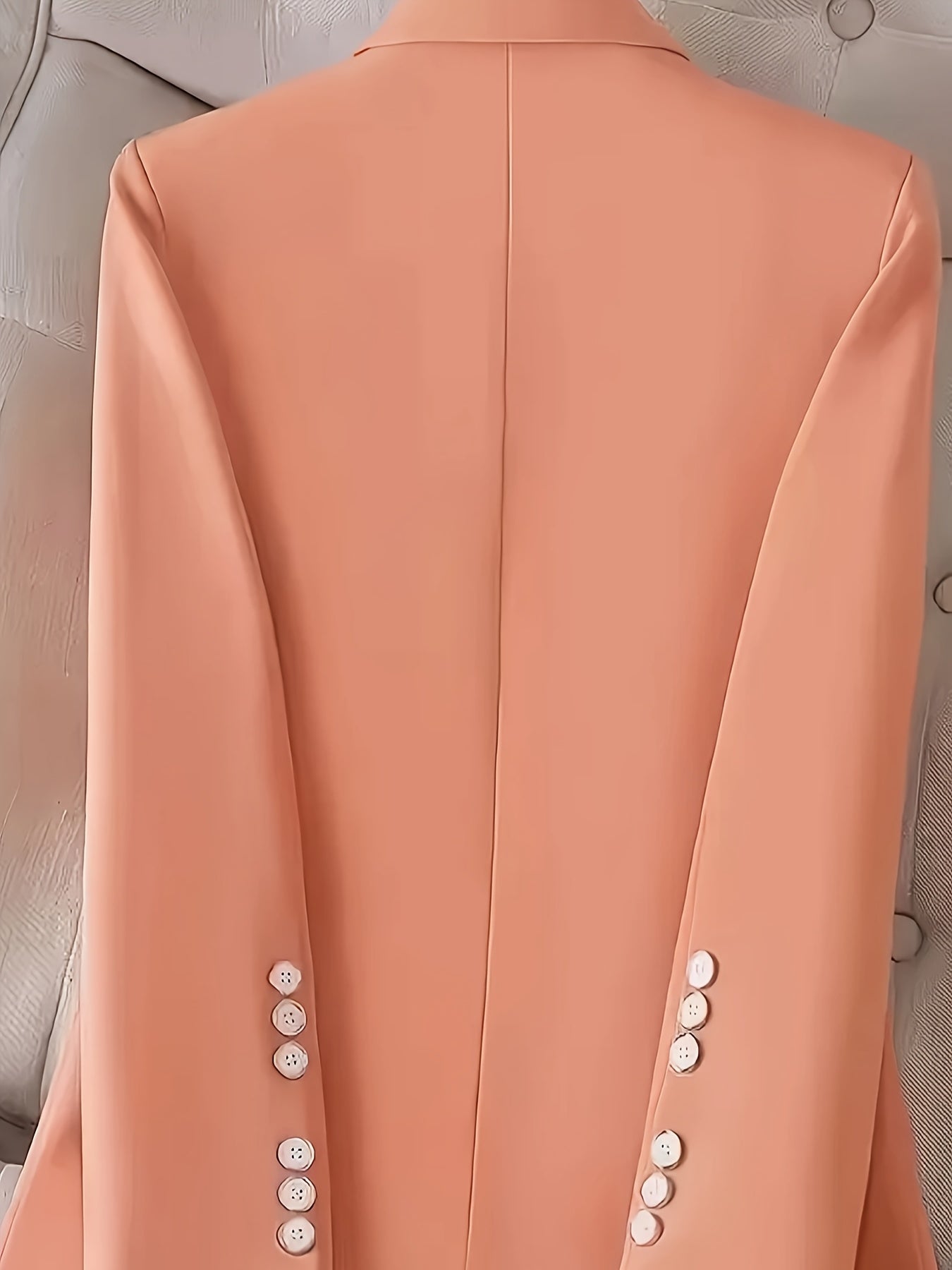 Women'S Elegant Pink Blazer with Decorative Buttons and Pockets - Long Sleeve, Polyester, Single-Breasted Jacket for All Seasons, Casual to Formal Wear, Casual Formal Jacket | Elegant Women'S Jacket | Polyester Jacke