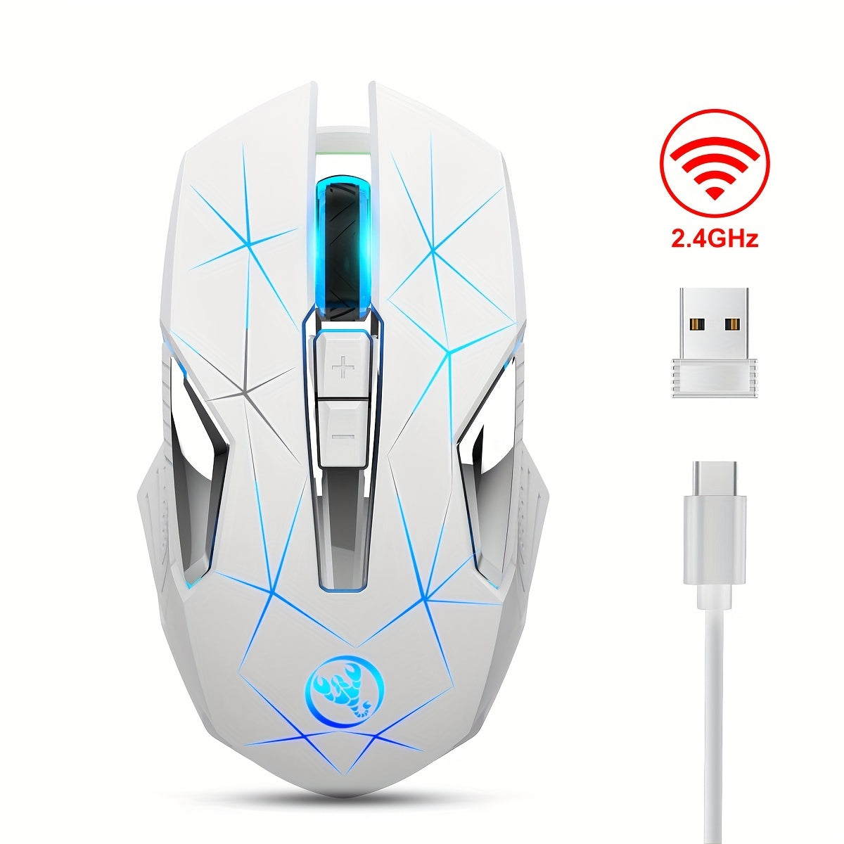 HXSI New 2.4GG Wireless Mouse Color Backlight and Rechargeable USB Plug and Play Optical Mouse Suitable for Home Games, Office Computer Peripherals