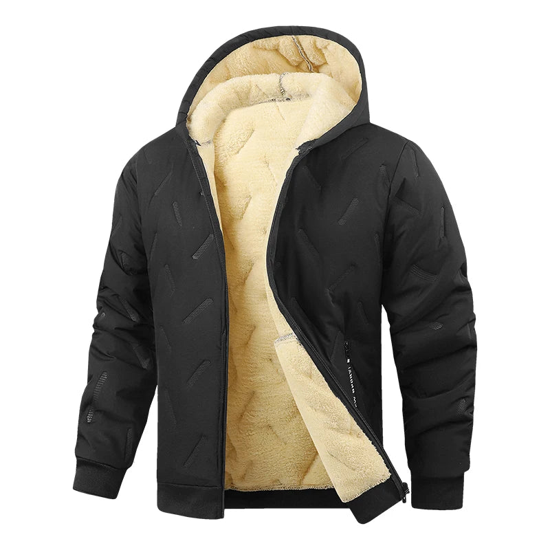 Men’s Winter Parka Jacket Fleece Lined Warm Hooded Coat Cotton Padded Zip Up Outerwear Casual Thick Windbreaker for Cold Weather