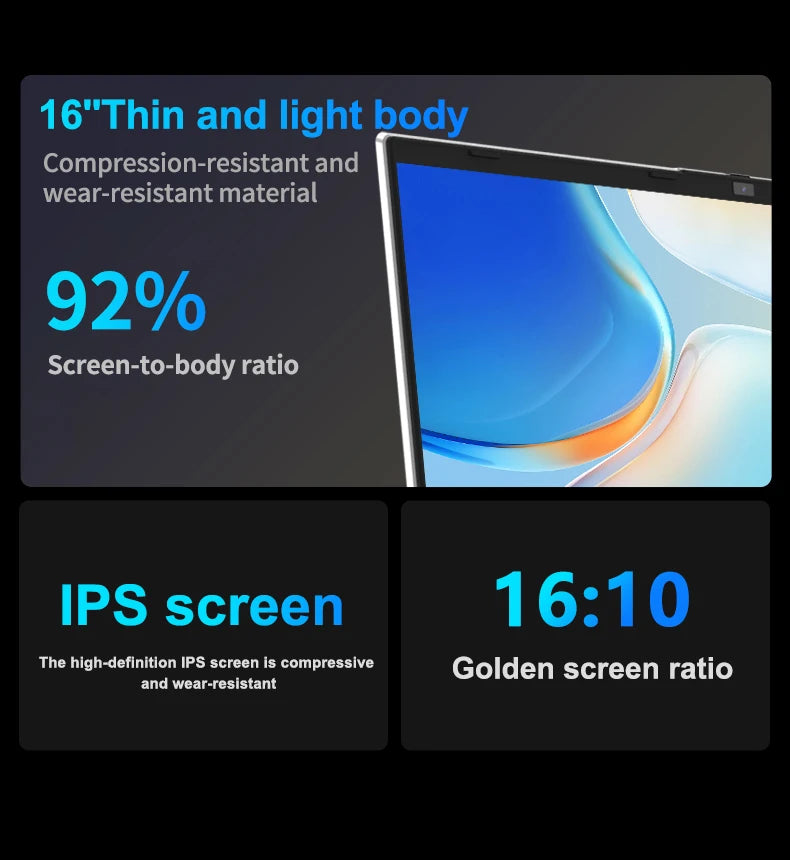 New 16" Inch 2K Laptop, 240 Hz ultra-clear screen, Windows 11 Pro Portable PC Gaming notebooks 32GB 2TB fingerprint unlock