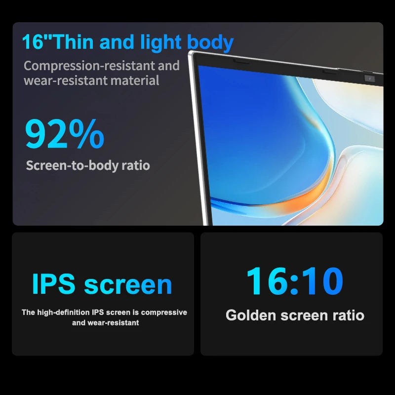New 16" Inch 2K Laptop, 240 Hz ultra-clear screen, Windows 11 Pro Portable PC Gaming notebooks 32GB 2TB fingerprint unlock
