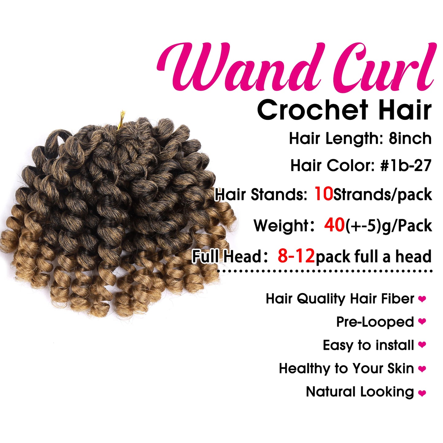 Synthetic Ombre Jumpy Wand Curl Crochet Braids Jamaican Bounce For Africa Braiding Hair Extensions Pre-Twisted For Black Women