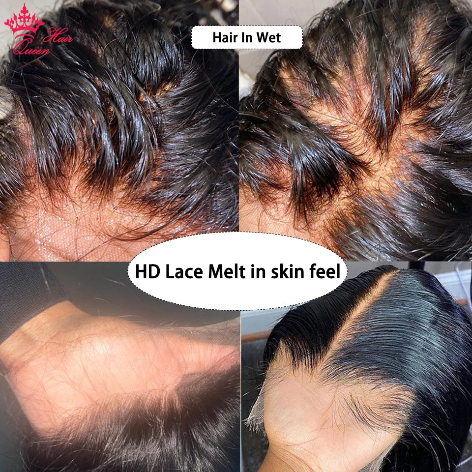 Queen Hair Real HD Frontal/Closure Only Invisible Melt Skin Lace 13x6 13x4 4x4 5x5 6x6 7x7 Raw Human Hair Body Wave & Straight