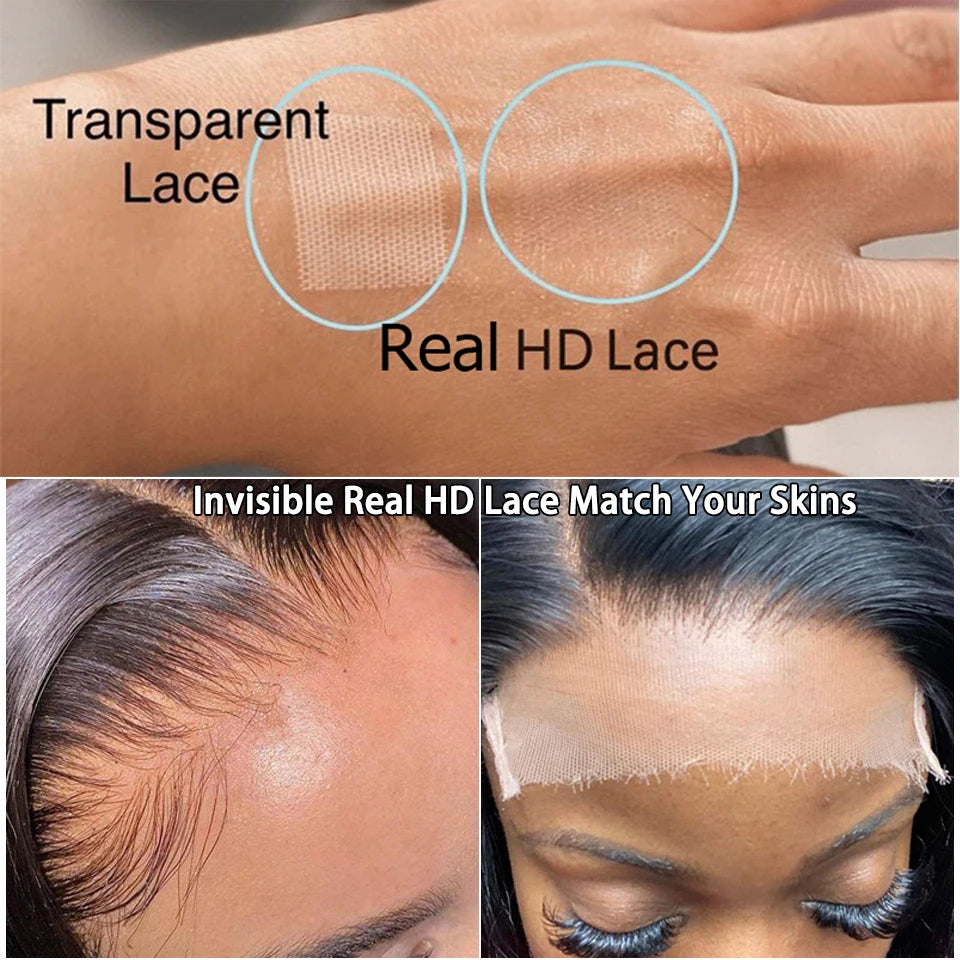 Queen Hair Real HD Frontal/Closure Only Invisible Melt Skin Lace 13x6 13x4 4x4 5x5 6x6 7x7 Raw Human Hair Body Wave & Straight