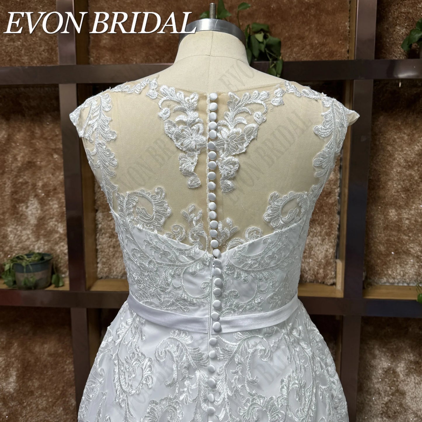 EVON BRIDAL Civil Wedding Dress Plus Size Woman Bride Cap Sleeves Bridal Gowns A-Line Applique Tulle Scoop vestidos novias boda