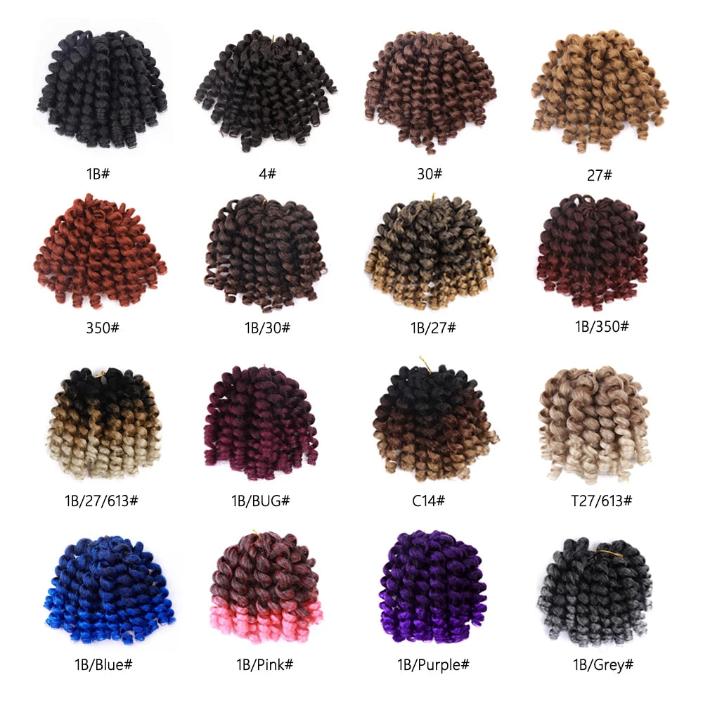 Synthetic Ombre Jumpy Wand Curl Crochet Braids Jamaican Bounce For Africa Braiding Hair Extensions Pre-Twisted For Black Women