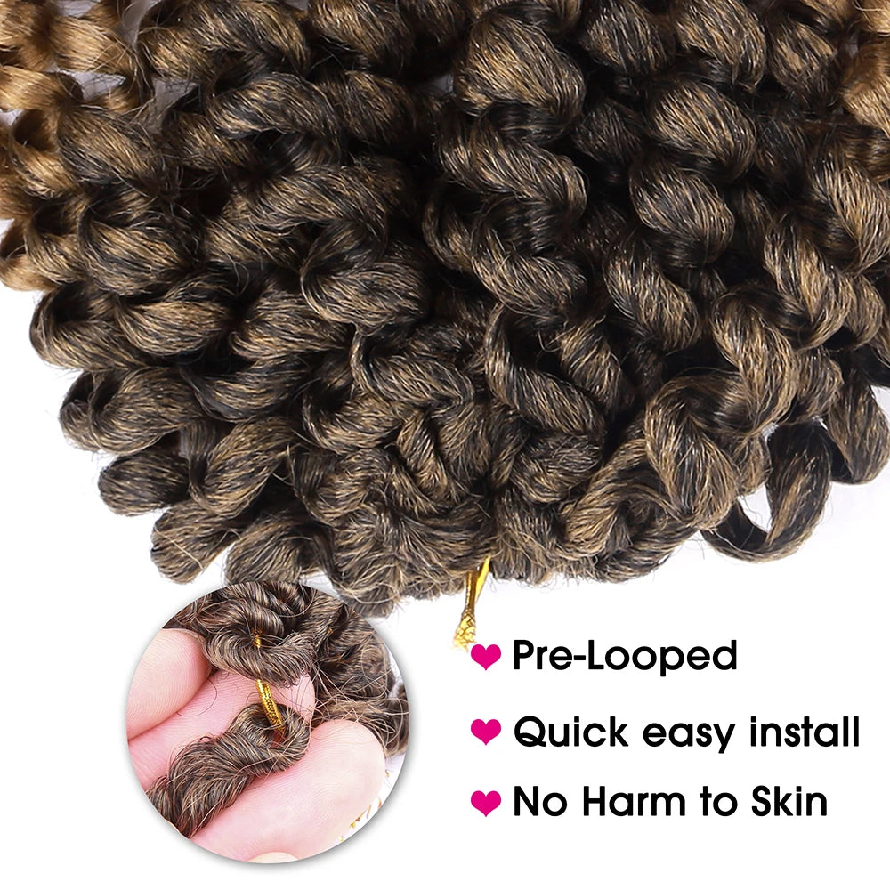 Synthetic Ombre Jumpy Wand Curl Crochet Braids Jamaican Bounce For Africa Braiding Hair Extensions Pre-Twisted For Black Women
