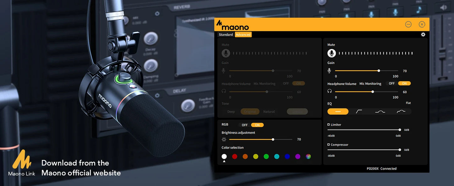 Maono XLR\USB Dynamic Microphone For Gaming Recording Streaming Youtube Metal Mic With Software Tap-to-Mute Gain Knob PD200X