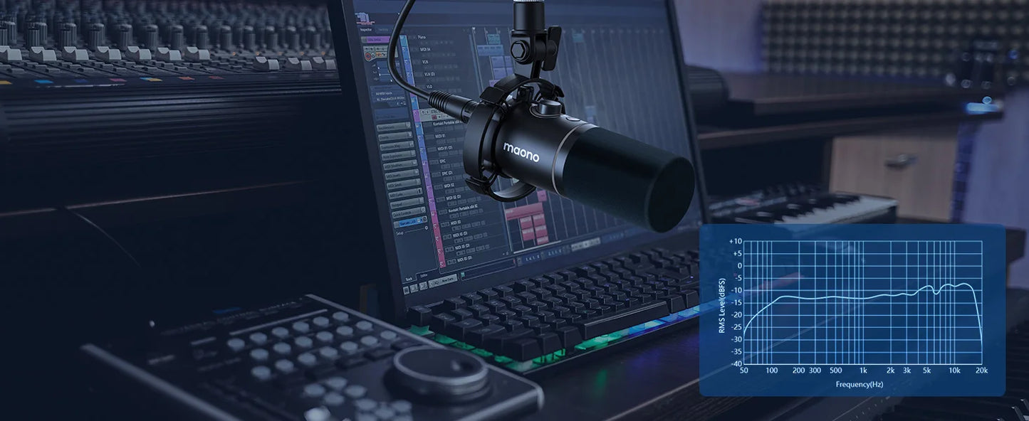 Maono XLR\USB Dynamic Microphone For Gaming Recording Streaming Youtube Metal Mic With Software Tap-to-Mute Gain Knob PD200X