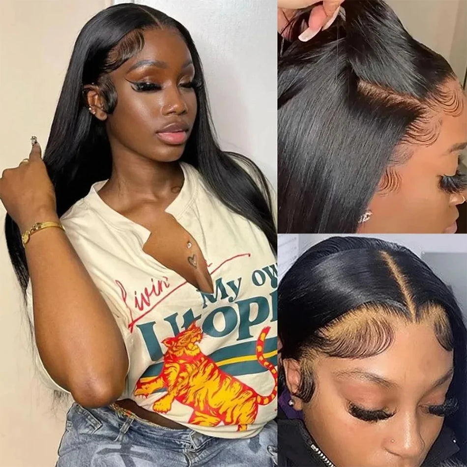 200% 13x4 Bone Straight Lace Front Wigs Human Hair Brazilian Remy Transparent 13x6 HD Lace Frontal Wig 26 28 30 Inch Closure Wig