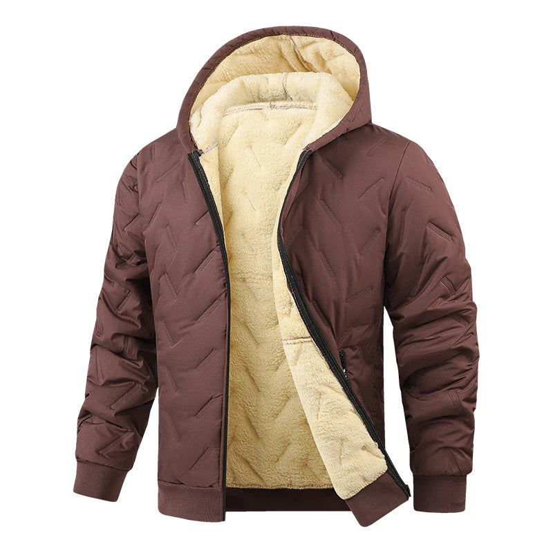 Men’s Winter Parka Jacket Fleece Lined Warm Hooded Coat Cotton Padded Zip Up Outerwear Casual Thick Windbreaker for Cold Weather