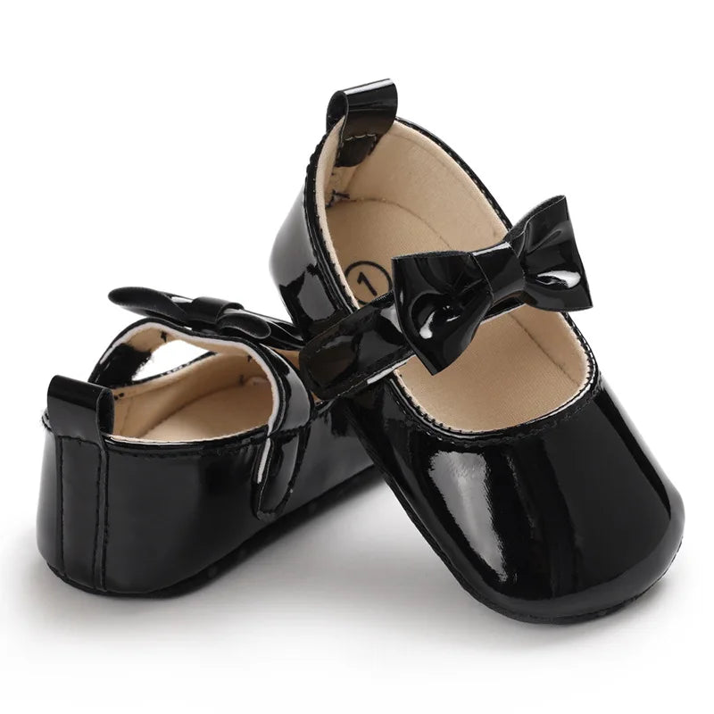 Newborn Baby Shoes Baby Girls Shoes PU Anti-slip Bowknot Classic Princess Dress Shoes First Walker Toddler Crib Shoe Moccasins