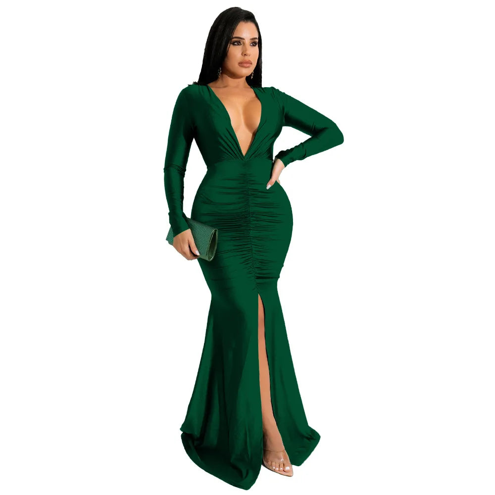 dresses for women 2021 evening party dress long bodycon dress sexy party dresses winter clothes for women long sleeve v-neck